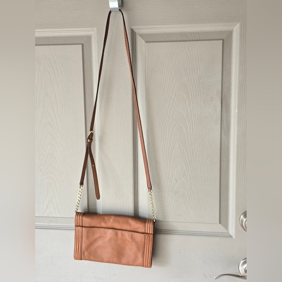 Michael Kors Fulton Brown Leather Crossbody Bag Leather Gold Chain Strap Dustbag - Picture 7 of 16